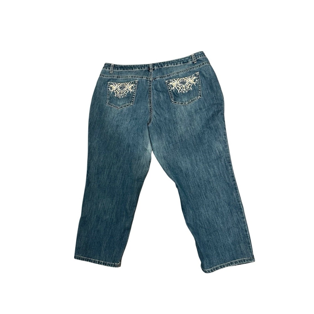 CJ Banks Jeans Women's Size 24 W Petite‎ Blue Denim Jeans Bling Pockets